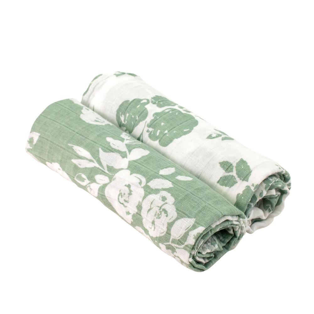Bebe Au Lait Muslin Swaddle Blanket Set & Teether Blanket vintage floral modern floral