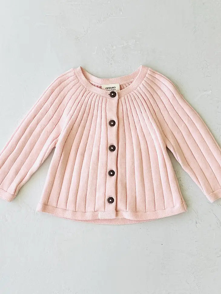 Viverano Organics Cotton Milan Pastel Rib Knit Baby Cardigan