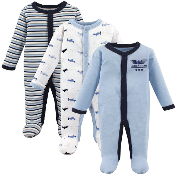 Hudson Baby Luvable Friends Cotton Preemie Sleep & Play 3 Pack airplane