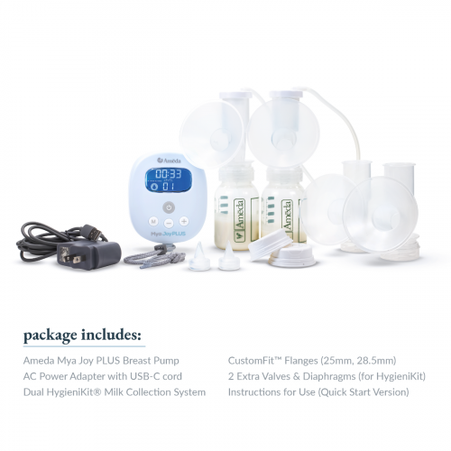 Ameda Mya Joy Plus - Double Electric Breast Pump with Tote Bag, Cool 'N Carry & Manual Breast Pump