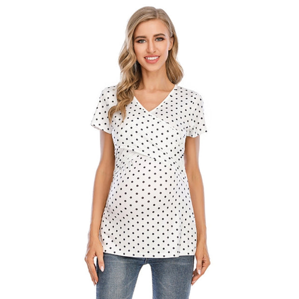 Morris's Hug Crossover Polka Dot Maternity & Nursing Top
