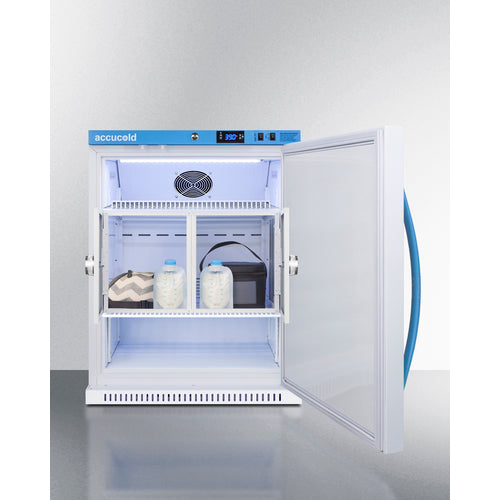 6 Cu.Ft. Lactation Room Breast Milk Refrigerator, ADA Height With Interior Lockers Interior View with Contents