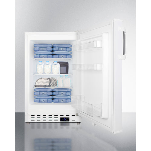 20 Inch Wide Built-In Lactation Room All-Freezer Interior with Content