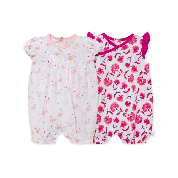 Burt's Bees Graceful Swan Organic Baby Bubble Rompers 2 Pack