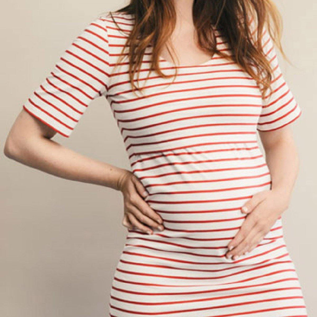 Boob Simone Maternity and Nursing Dress Short Sleeve Stripped Pattern - Healthy Horizons Breastfeeding Centers, Inc.