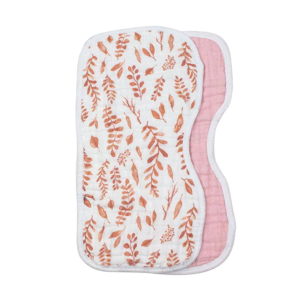 Bebe Au Lait Muslin Burp Cloths Pink Leaves & Cotton Candy